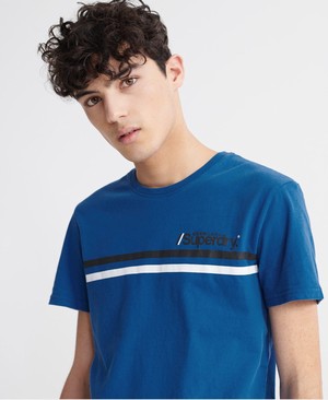 Superdry Core Logo Sport Stripe Férfi Pólók Kék | NFPOW8249